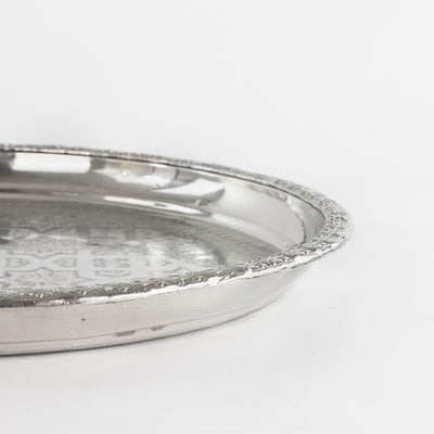 Tablett legiertes Kupfer – Casa Eurabia, silber, Ø 50 cm, H 4 cm, Marokko, antik, Design